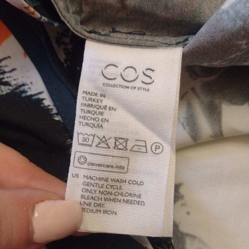 Cos watercolor wrap blouse long sleeve paint splatter print blue orange 4 - Picture 10 of 11